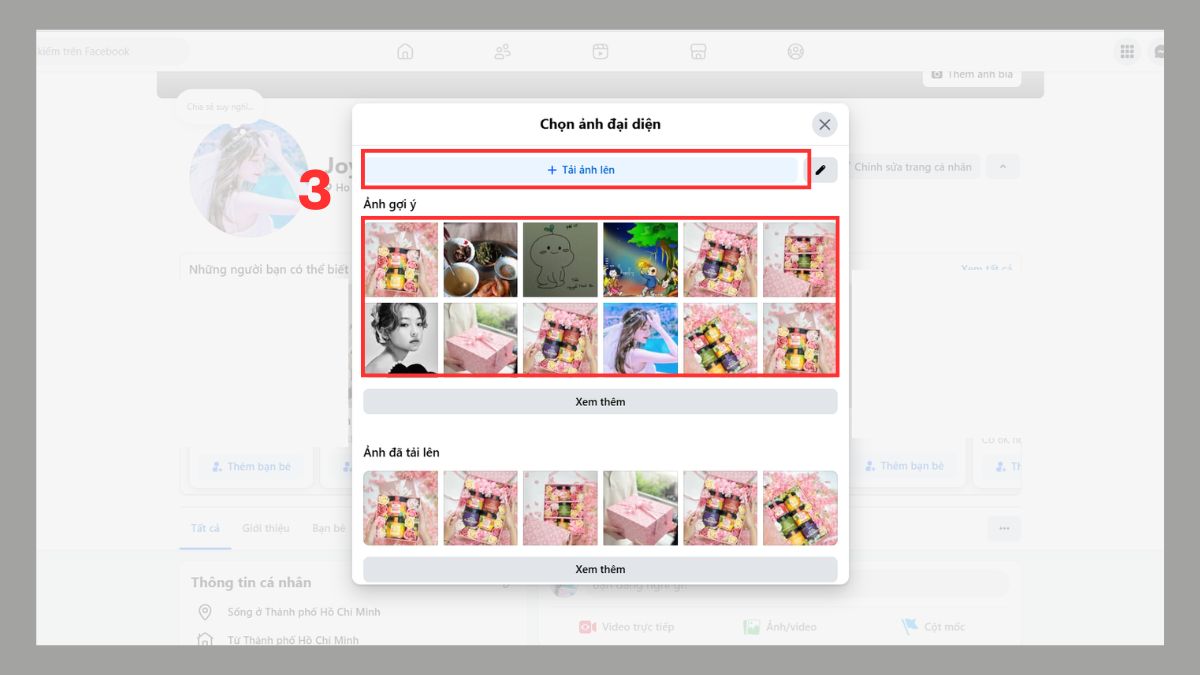 Cách đổi avatar Facebook chỉ mình tôi trên máy tính -  bước 2