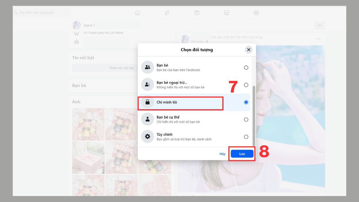 Cách đổi avatar Facebook chỉ mình tôi trên máy tính -  bước 5.2