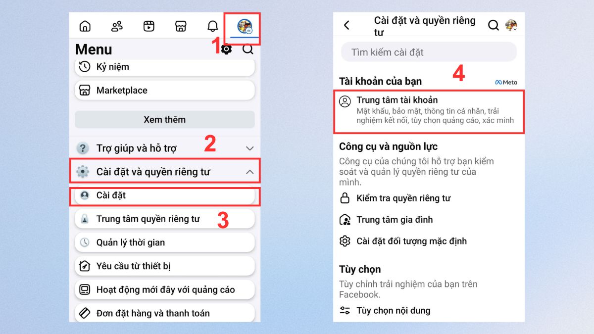 Cách đổi tên Facebook trên điện thoại Oppo đơn giản - bước 1