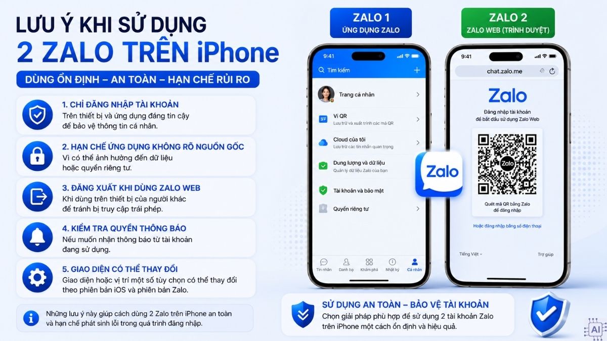 So sánh các cách dùng 2 Zalo trên iPhone
