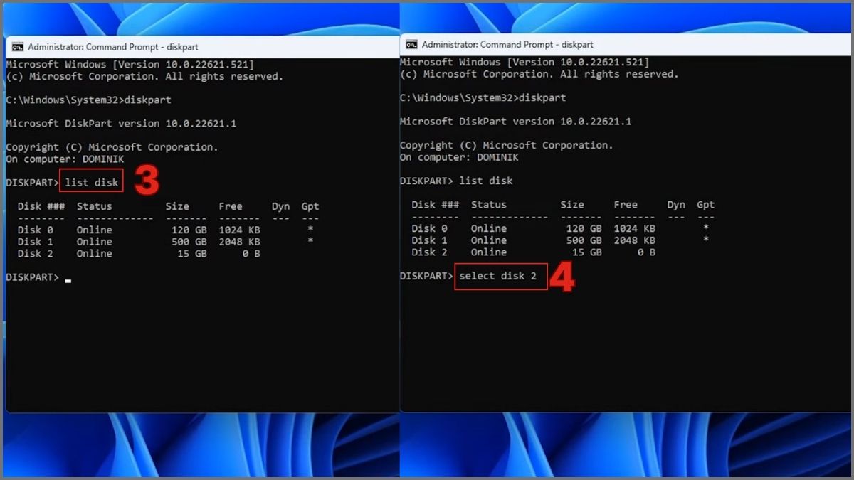 Cách format USB bằng CMD Diskpart - bước 2