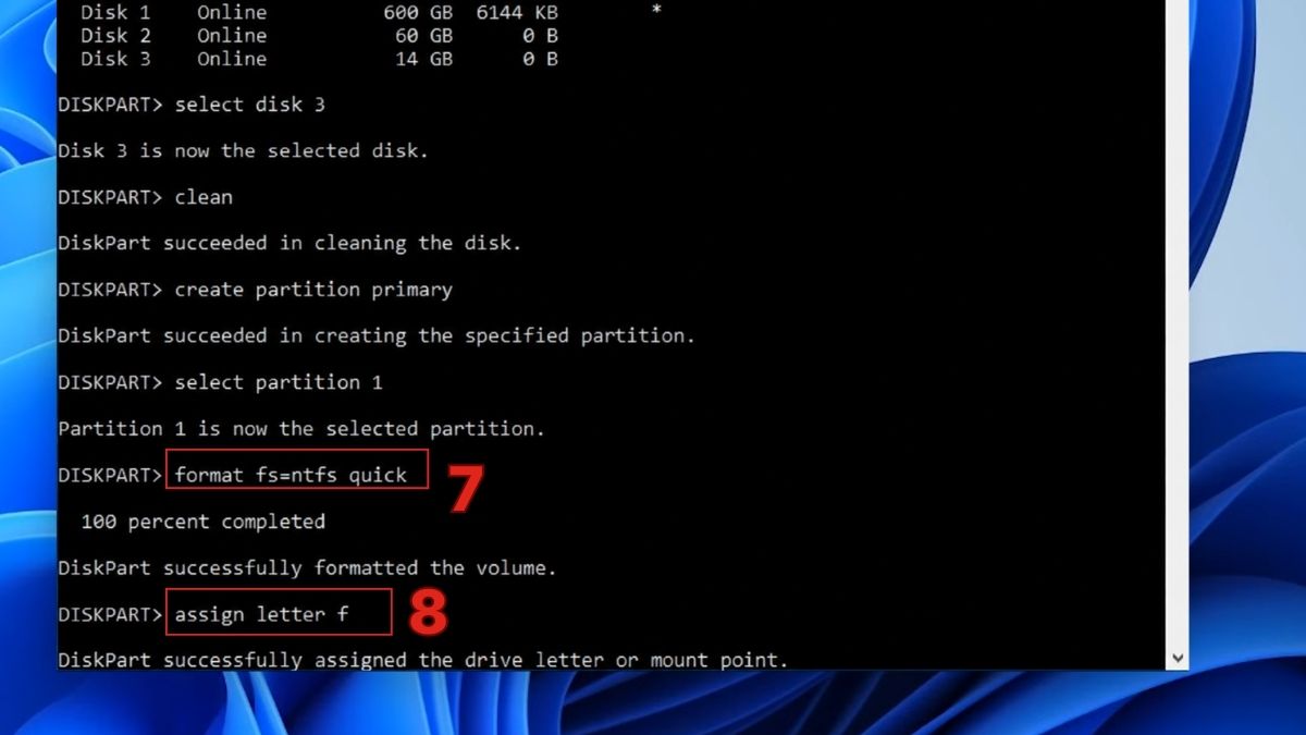 Cách format USB bằng CMD Diskpart - bước 4