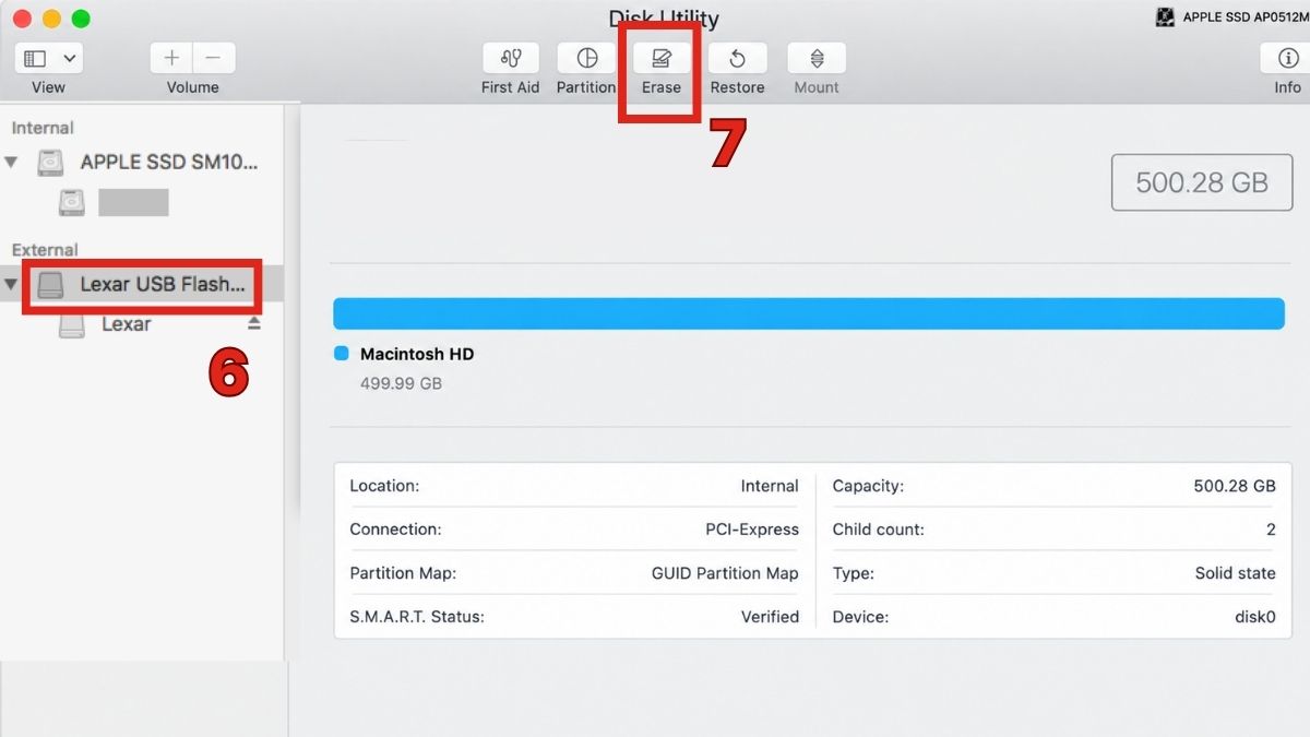 Hướng dẫn format USB trên máy tính macOS - bước 3