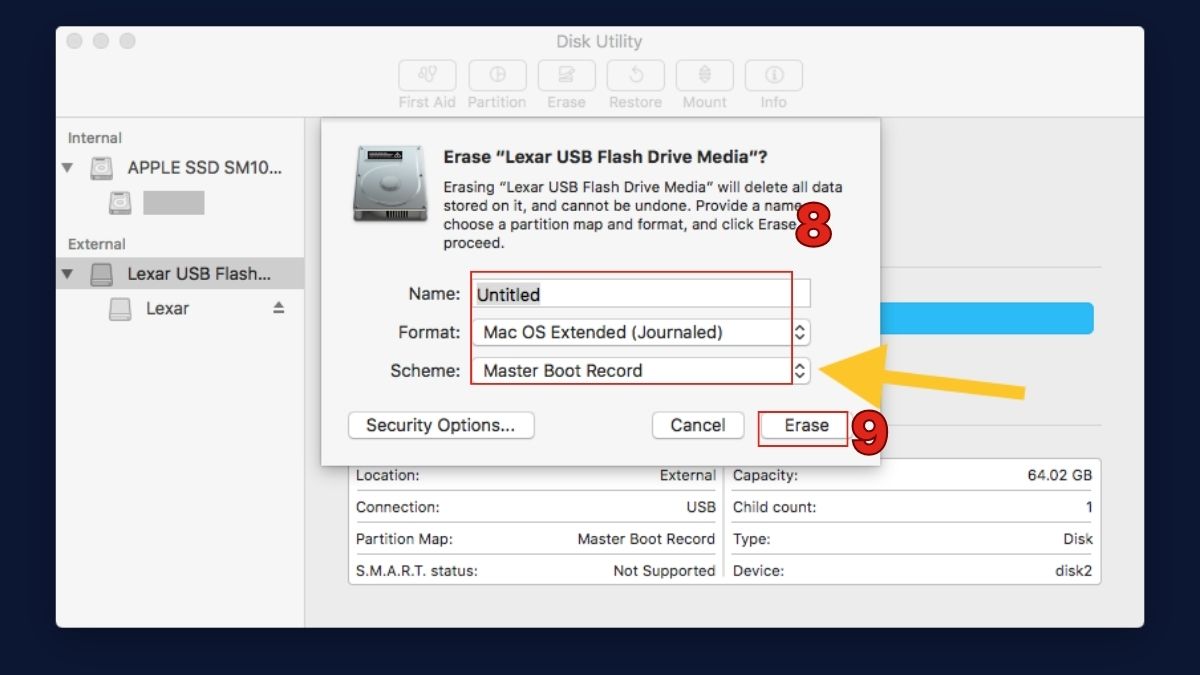 Hướng dẫn format USB trên máy tính macOS - bước 4