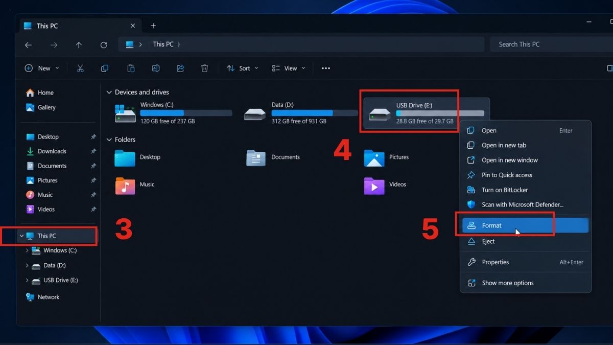 Format USB nhanh bằng File Explorer - bước 2