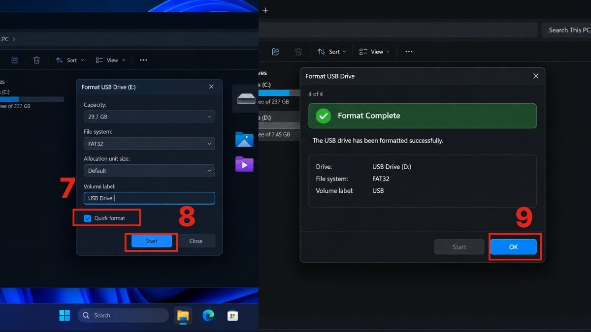 Format USB nhanh bằng File Explorer - bước 4