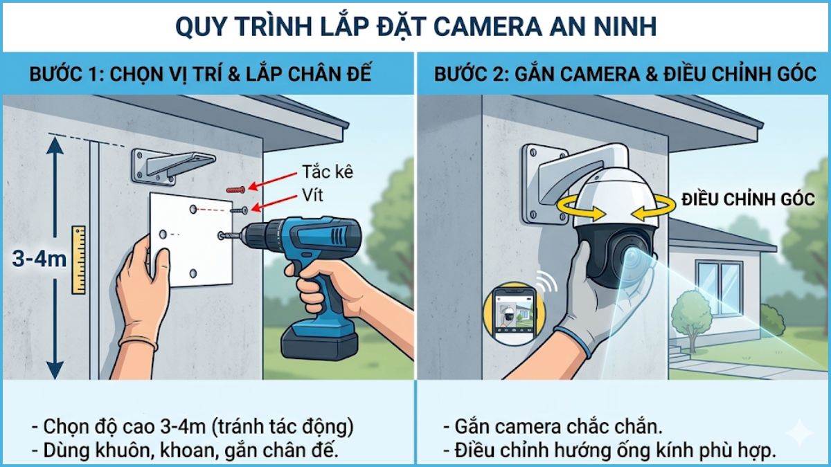 Cách lắp camera an ninh gia đình cho từng không gian ngoài trời - bước 1