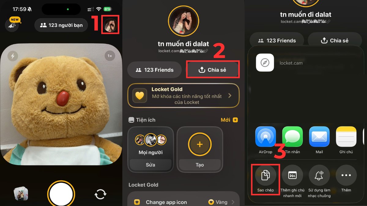 Cách gắn link Locket lên trang cá nhân Instagram (bio) - bước 1