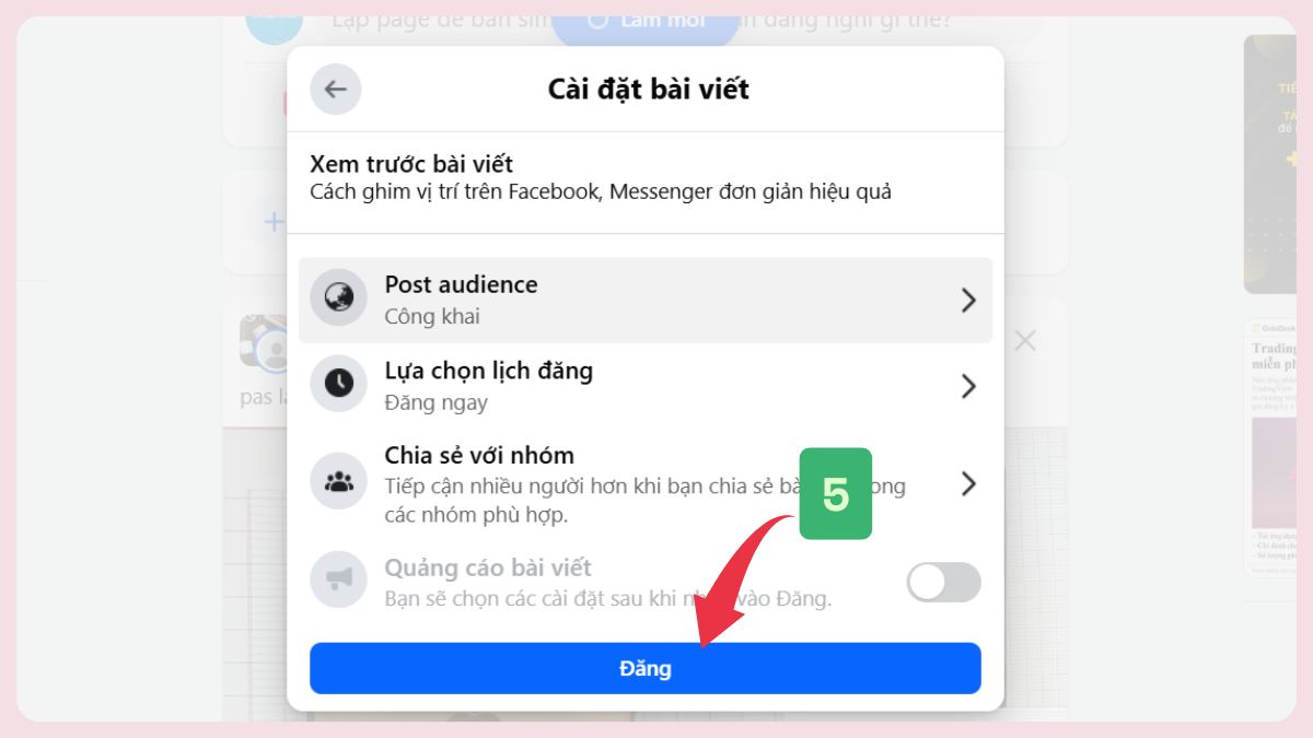 Cách ghim vị trí trên Fanpage Facebook bằng máy tính - bước 5