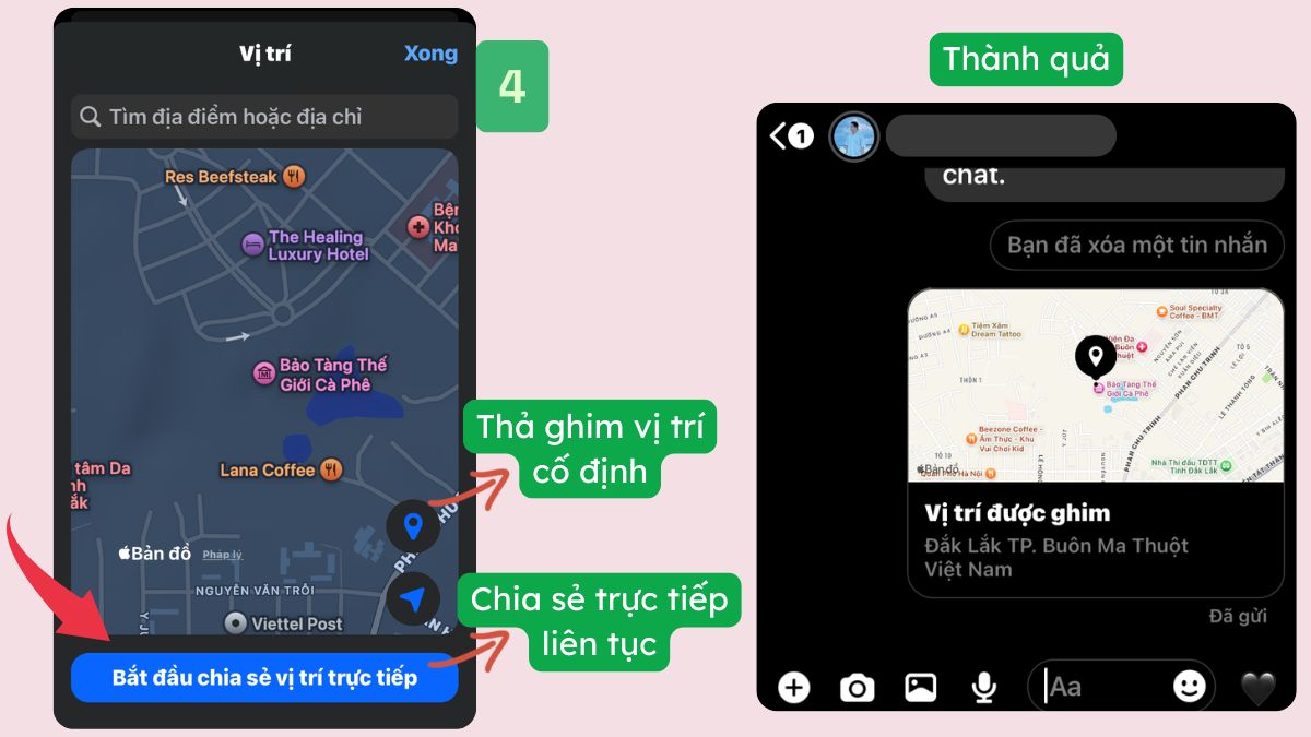 Hướng dẫn cách ghim vị trí qua Messenger - bước 4