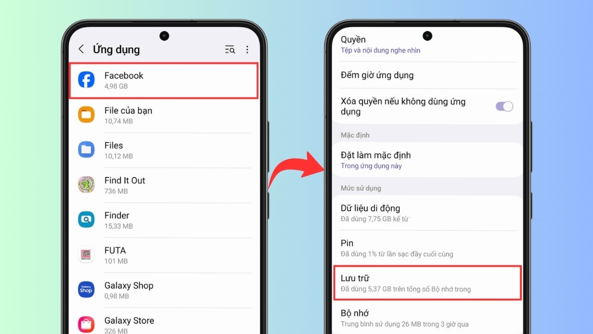 Cách giải phóng dung lượng Facebook trên Android xóa ứng dụng - bước 2