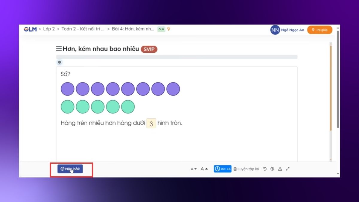 Hướng dẫn học sinh nhận và làm bài tập giáo viên giao trên OLM - bước 3