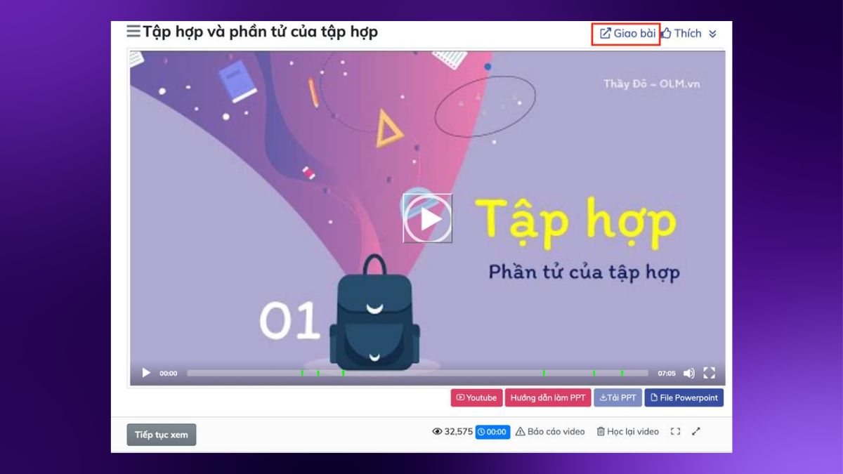 Cách thiết lập bài tập trước khi giao trên OLM - bước 1