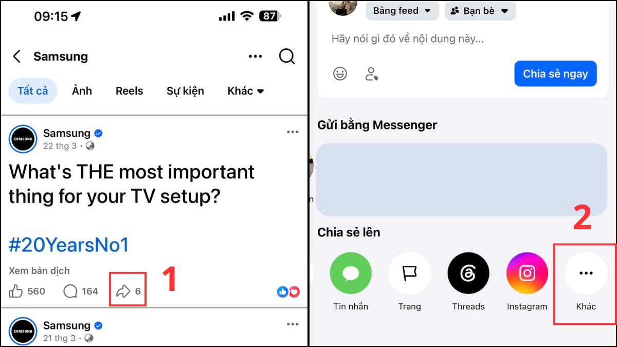 Cách chia sẻ bài viết Facebook qua Zalo - bước 1