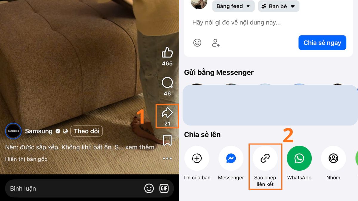 Cách gửi link video Facebook qua Zalo - bước 2