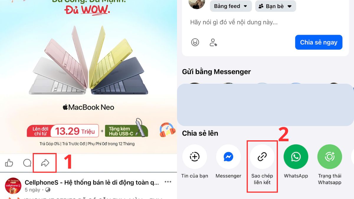 Cách gửi link Facebook qua Zalo trên điện thoại - bước 1