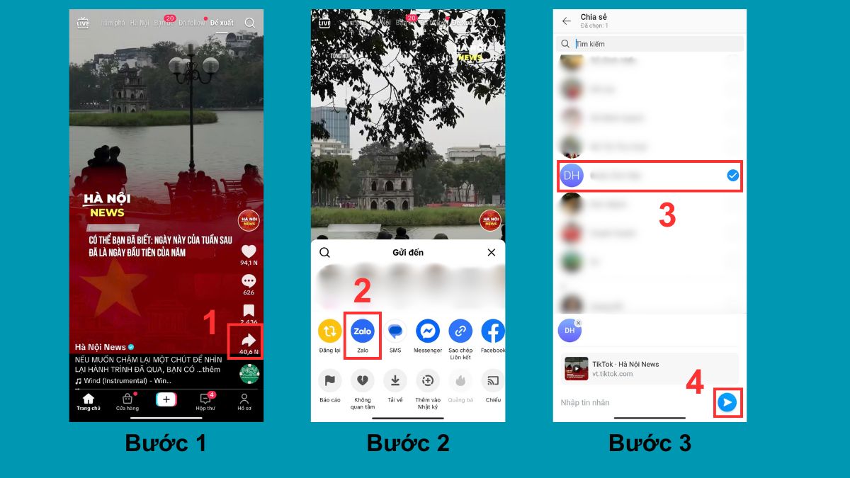 Cách gửi video TikTok qua Zalo trên điện thoại