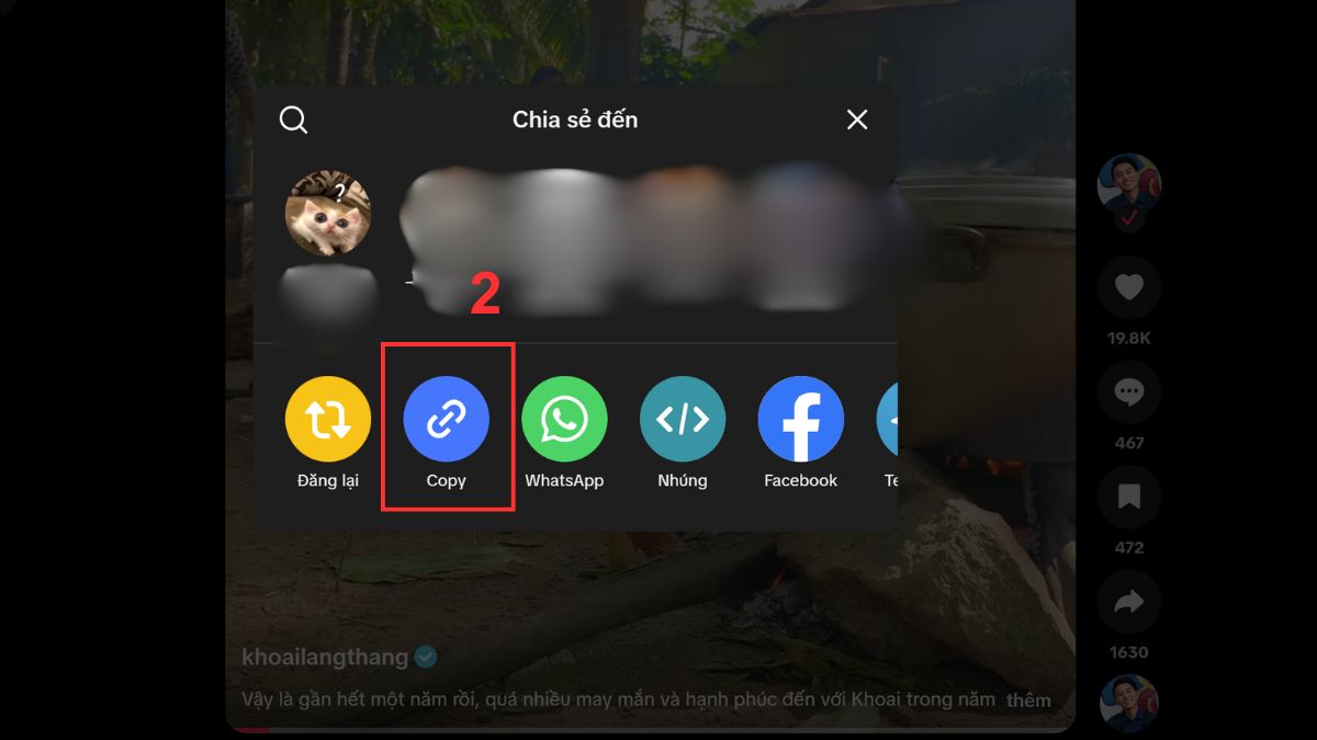 Cách gửi video TikTok qua Zalo trên máy tính - chia sẻ link trực tiếp - bước 2