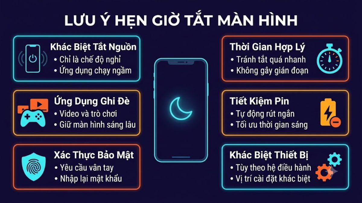 Lưu ý quan trọng khi hẹn giờ tắt màn hình điện thoại