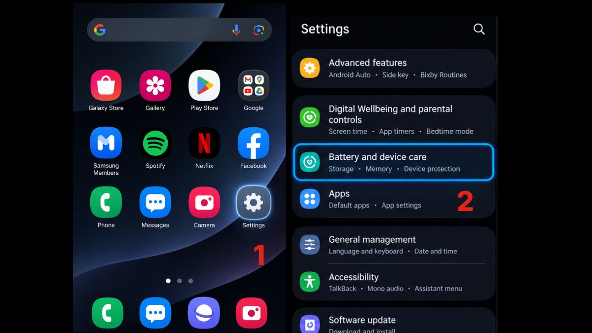 Cách tự động tắt nguồn android Samsung - bước 1