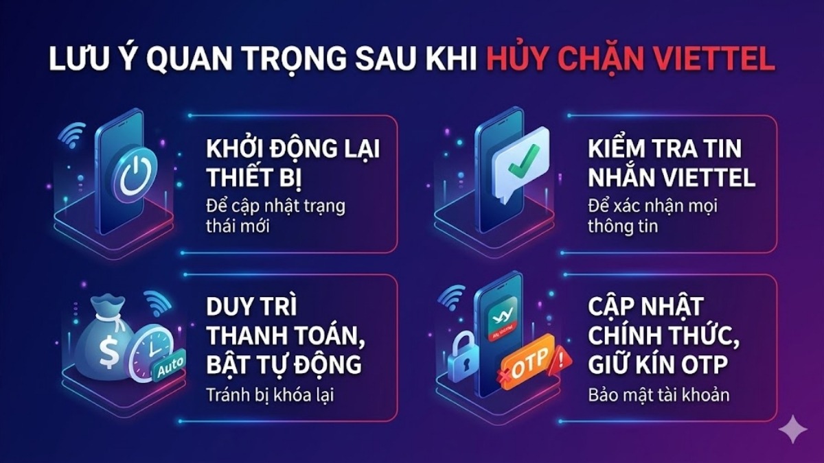 Lưu ý quan trọng sau khi hủy chặn 1 chiều Viettel