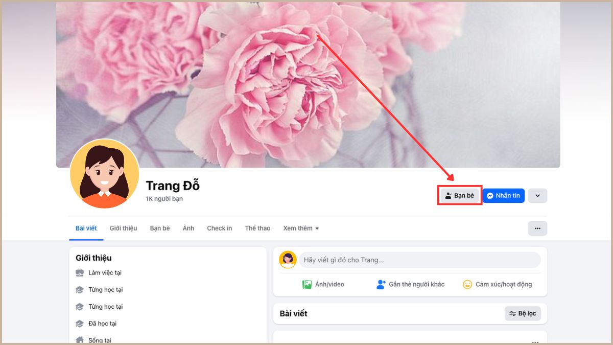 Cách hủy kết bạn Facebook trên máy tính - bước 1