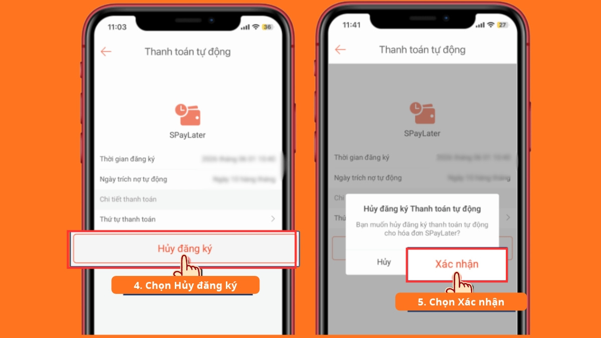 Cách hủy thanh toán tự động SPayLater trên Shopee - bước 3,4