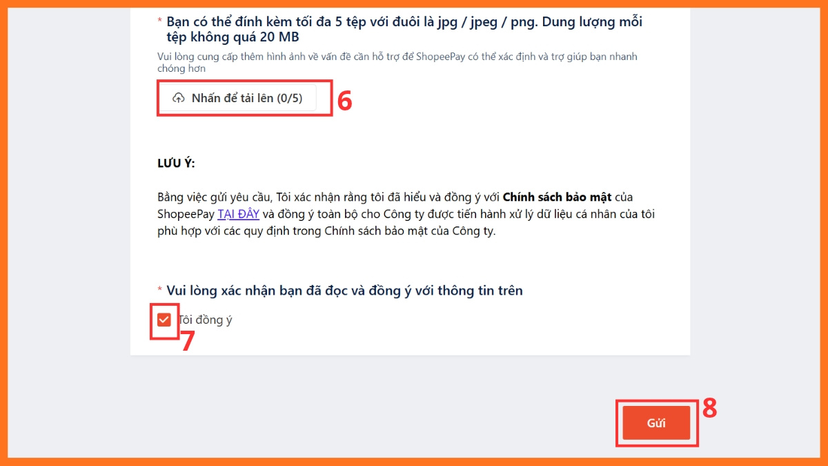 Gửi yêu cầu hỗ trợ SPayLater qua biểu mẫu trực tuyến - bước 5