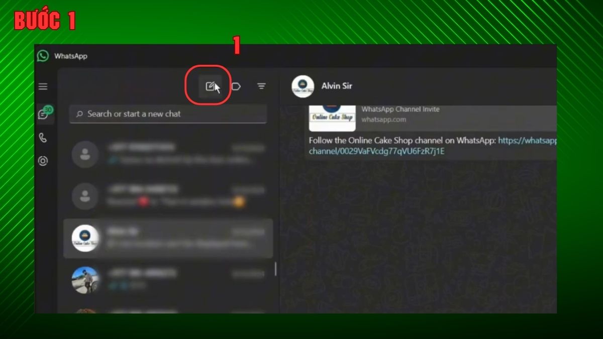 Hướng dẫn cách tìm và thêm bạn trên WhatsApp web - bước 1