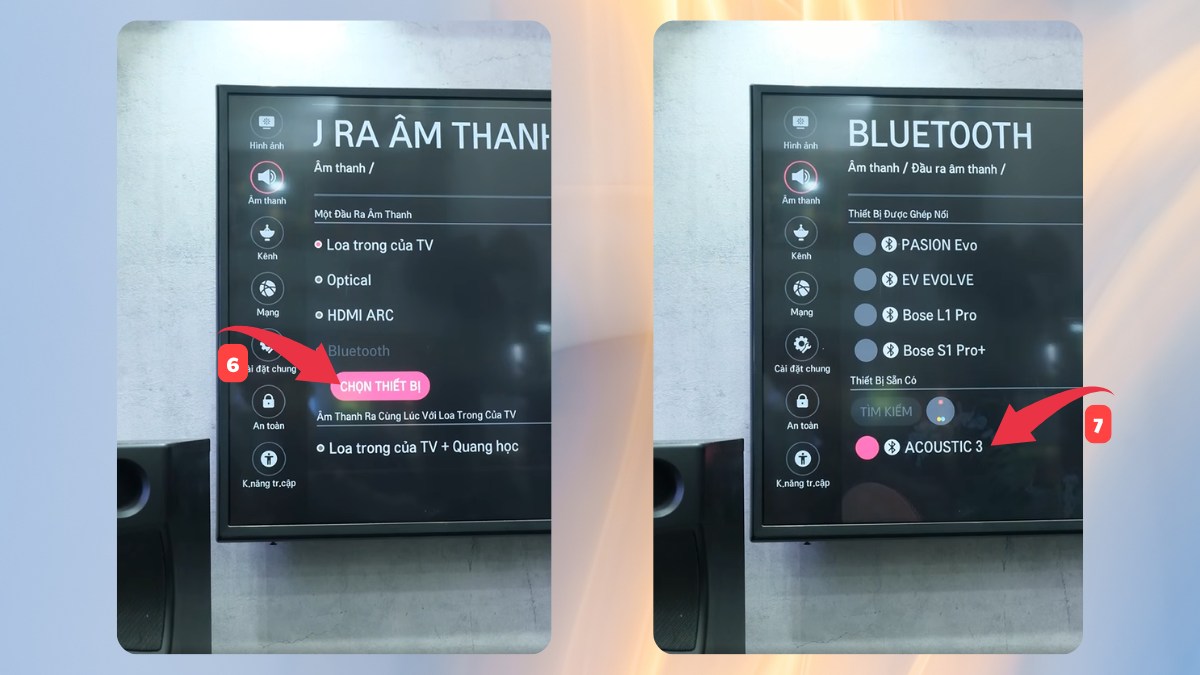 Cách kết nối loa Acnos với TV - bước 3