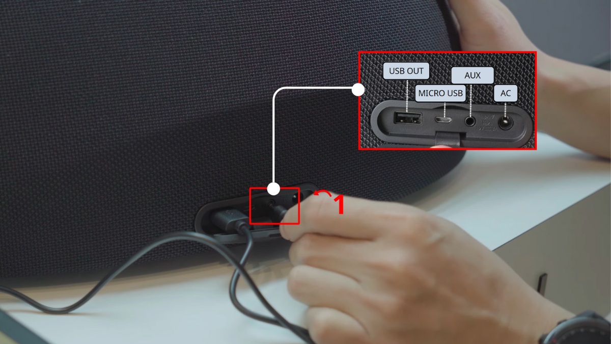 Cách kết nối loa Harman Kardon với TV qua dây AUX - bước 1