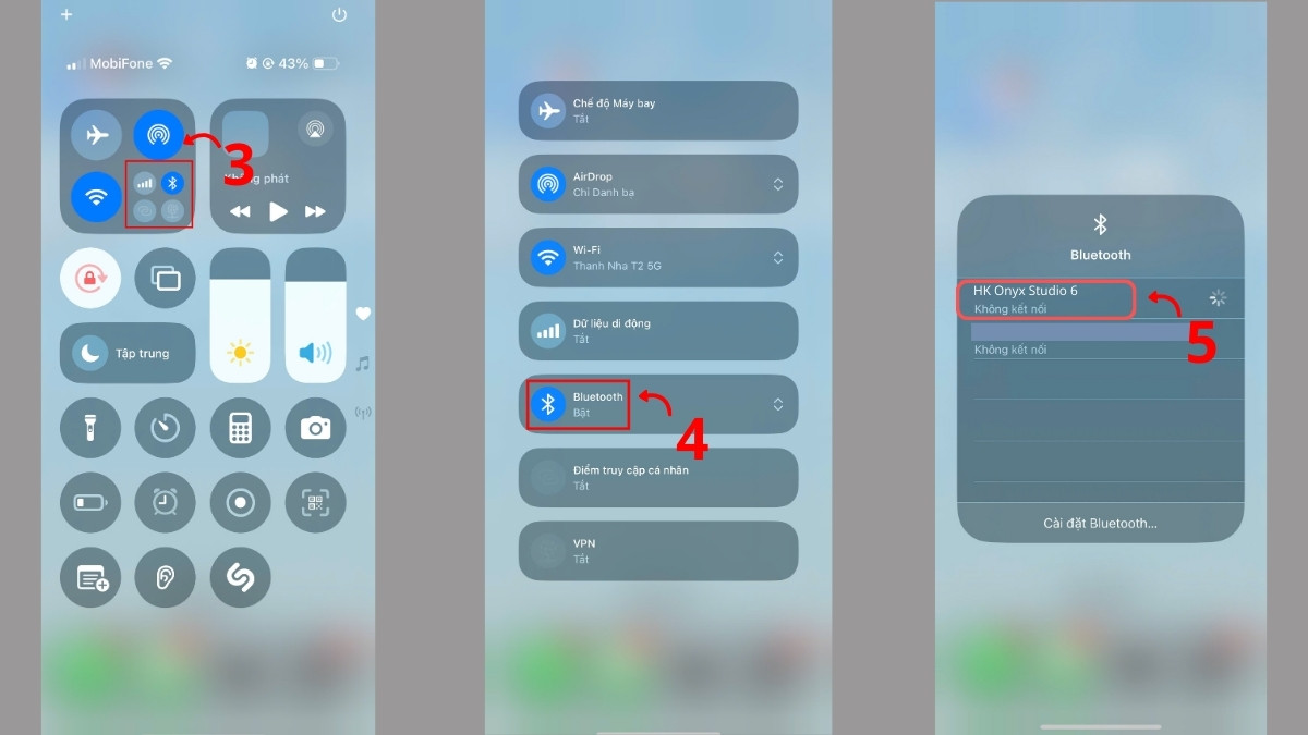 Cách kết nối loa Harman Kardon với điện thoại - bước 2,3,4,5