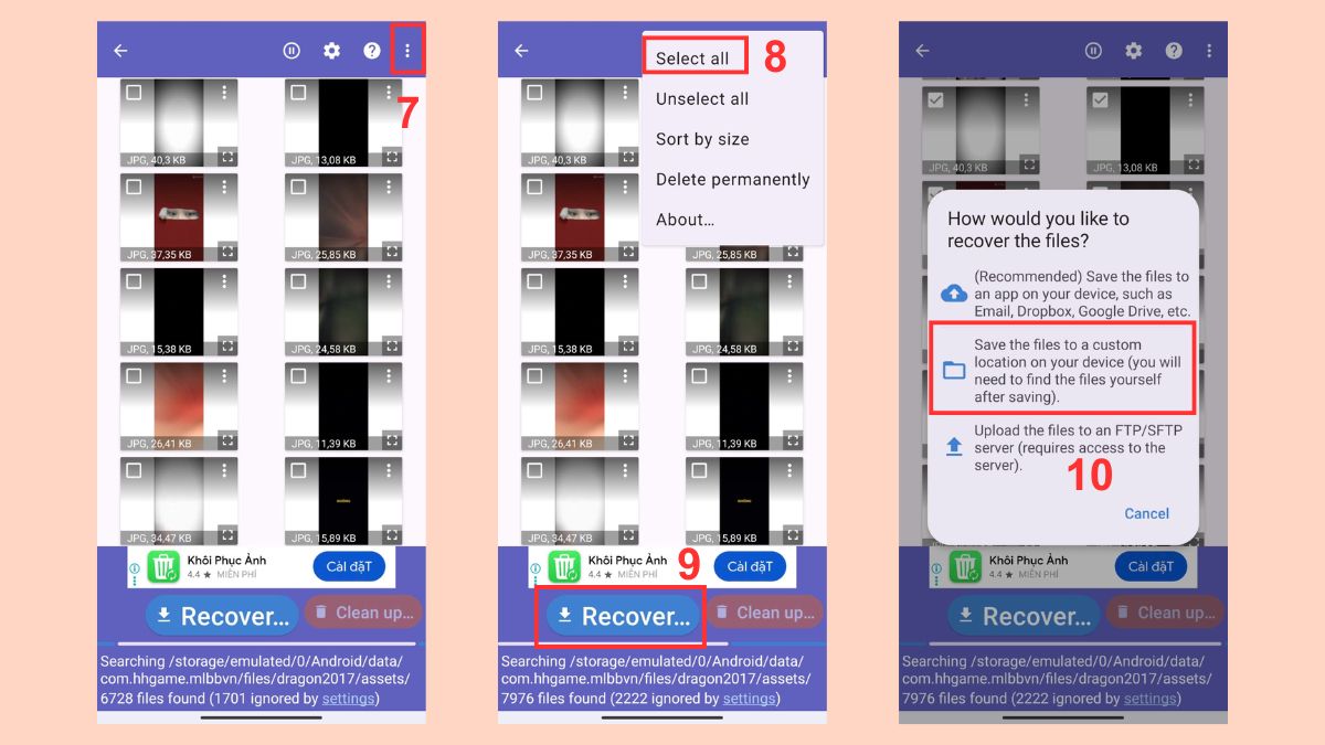 Hướng dẫn cách khôi phục ảnh đã xóa trên Zalo bằng điện thoại Android - DiskDigger Photo Recovery - bước 3