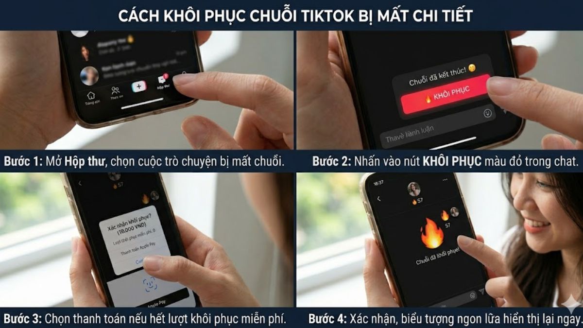 Cách khôi phục chuỗi TikTok bị mất chi tiết