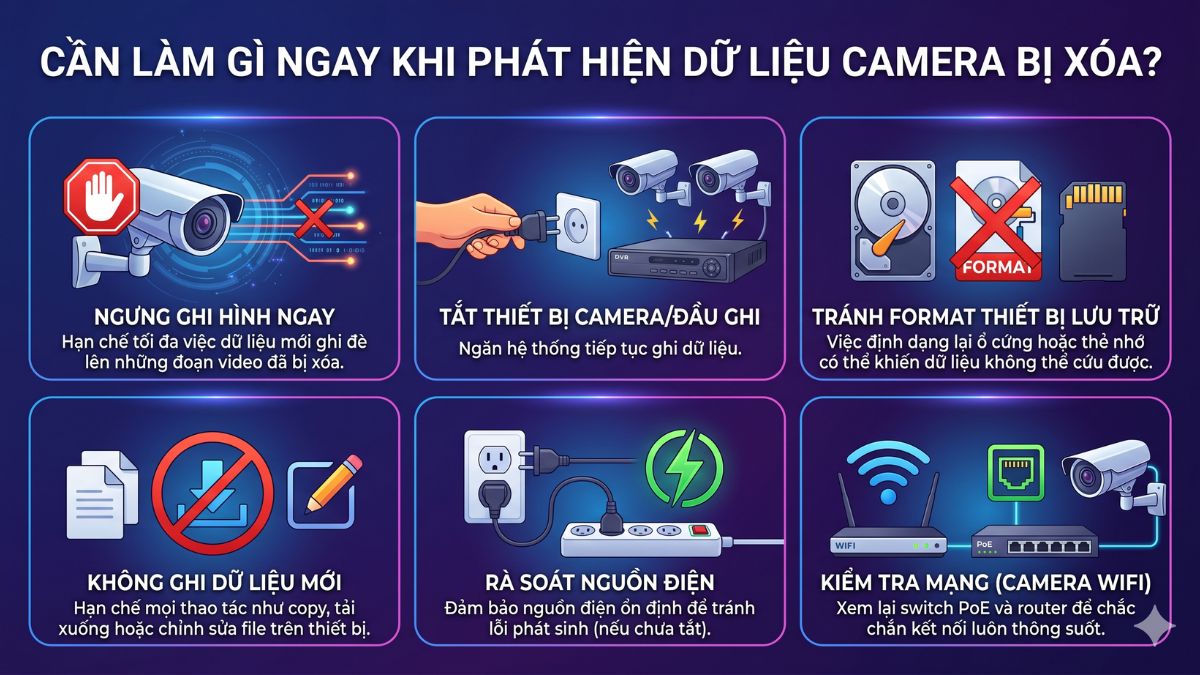 Cần làm gì ngay khi phát hiện dữ liệu camera bị xóa?