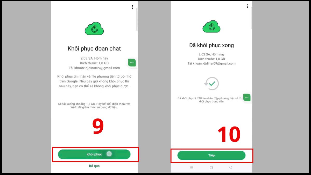 Cách khôi phục tin nhắn WhatsApp trên Android - bước 4