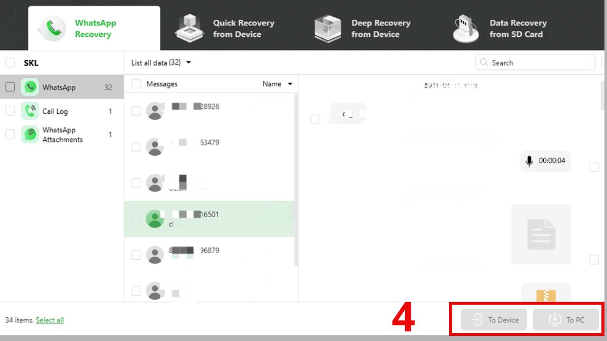 Các cách khôi phục tin nhắn WhatsApp không cần sao lưu sử dụng droidkit - bước 4