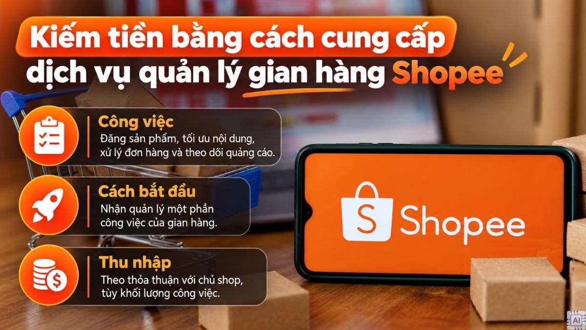 Kiếm tiền bằng cách cung cấp dịch vụ quản lý gian hàng Shopee