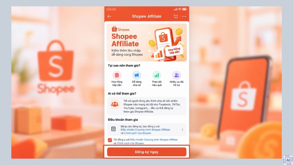 Cách kiếm tiền hoa hồng trên Shopee tiếp thị liên kết - bước 1
