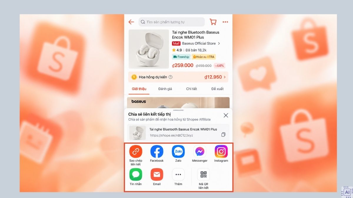 Cách kiếm tiền hoa hồng trên Shopee tiếp thị liên kết - bước 4