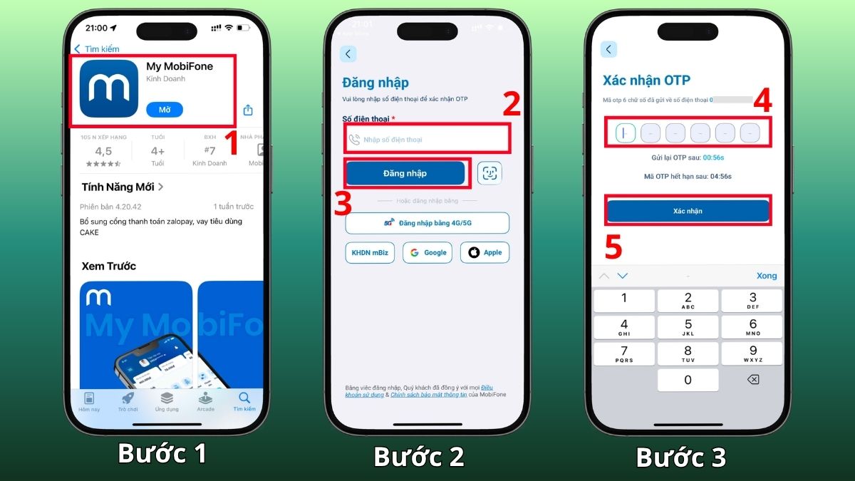 cách kiểm tra sim chính chủ MobiFone qua ứng dụng MobiFone - bước 1,2,3