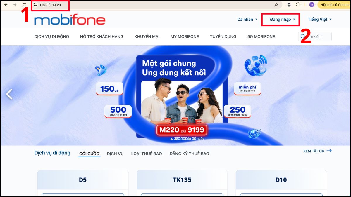 cách kiểm tra sim chính chủ MobiFone qua website MobiFone - bước 1