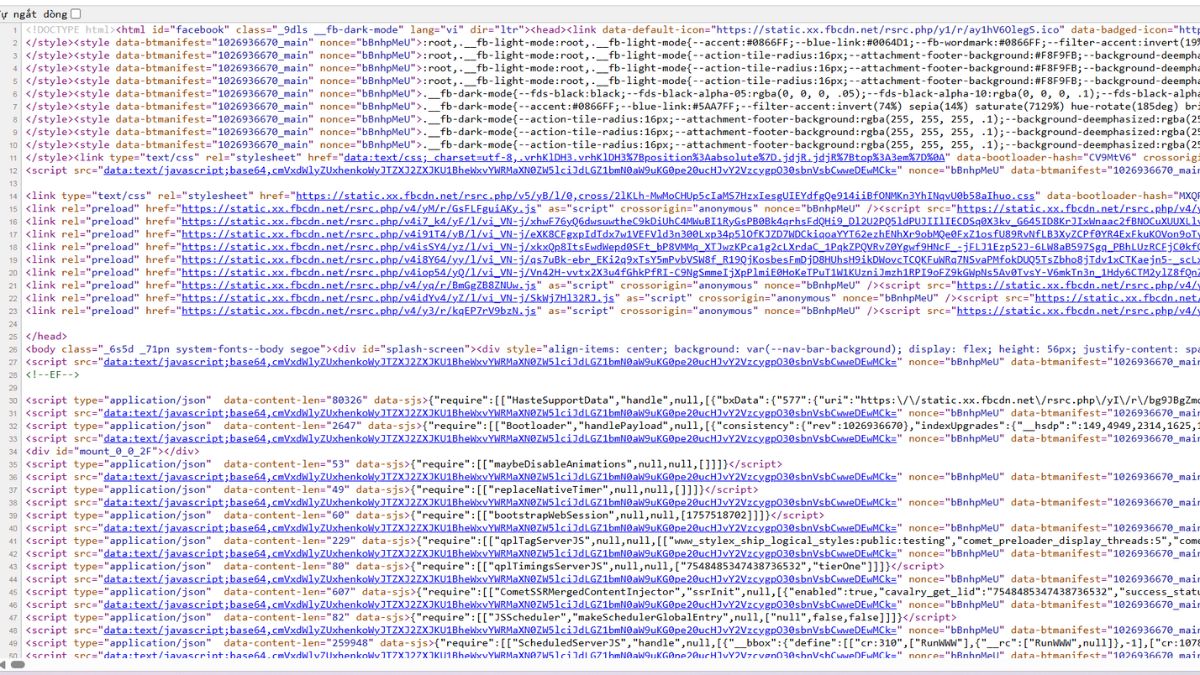 Xem ID Fanpage Facebook từ mã nguồn trang (View Page Source) - bước 2.1