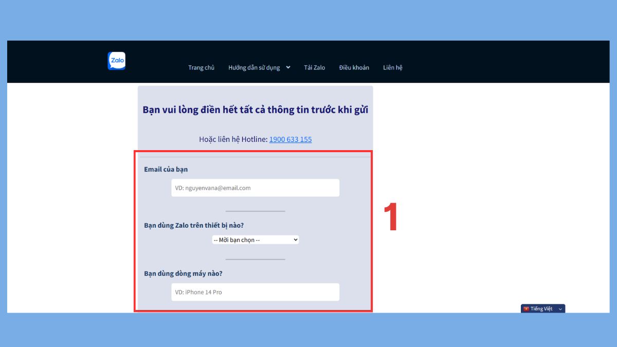 Cách lấy lại tài khoản Zalo bị vô hiệu hóa - liên hệ bộ phận hỗ trợ zalo - bước 1