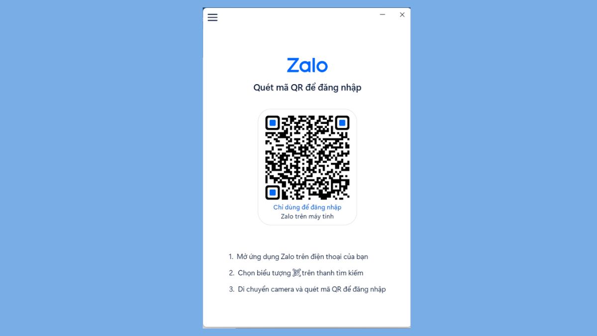 Lấy lại tài khoản Zalo qua mã QR - bước 1