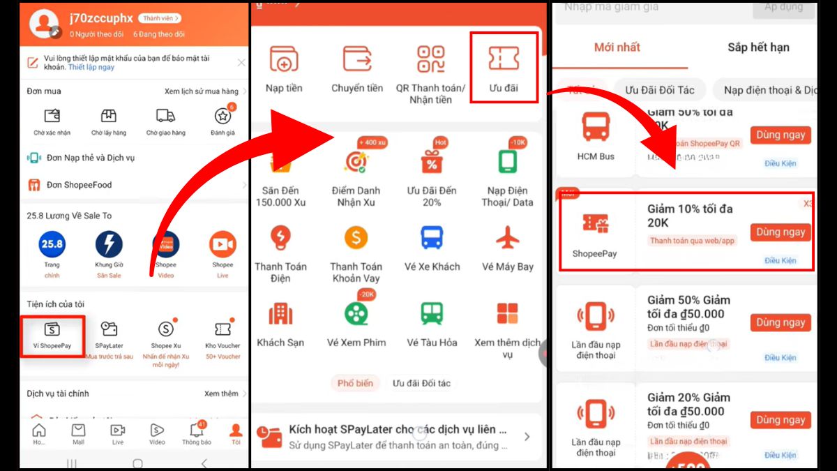 Cách lấy mã giảm giá ShopeePay bước 1
