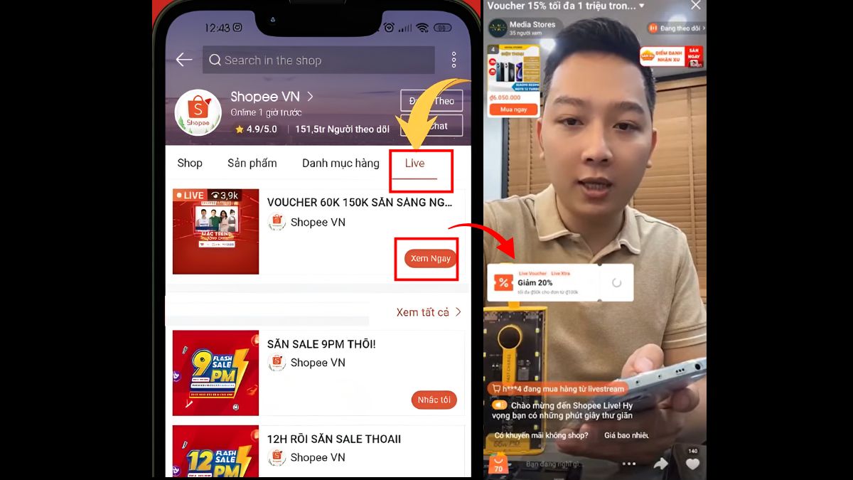 Cách săn mã giảm giá Shopee Live và Shopee Video - bước 1