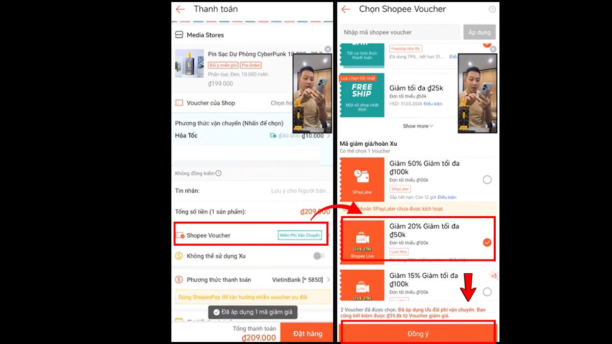 Cách săn mã giảm giá Shopee Live và Shopee Video - bước 3