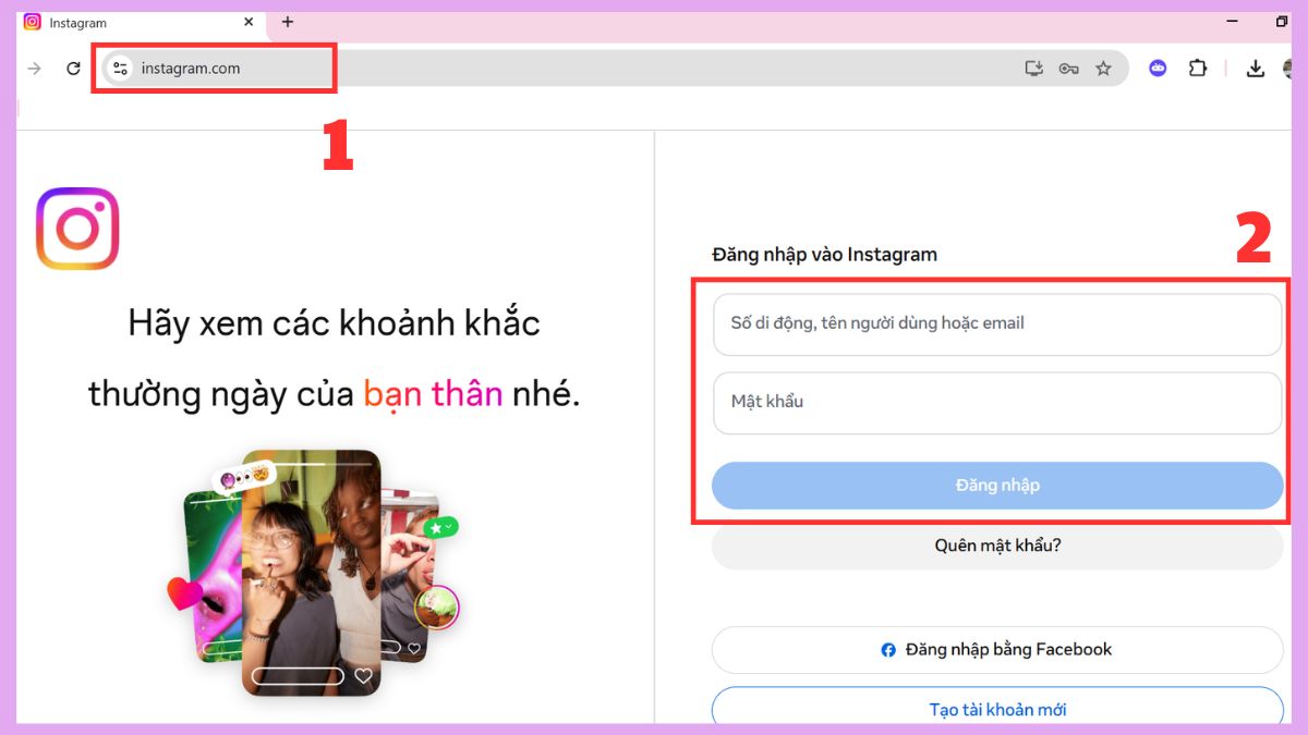 Cách tạo và lấy mã QR cho bài viết hoặc trang cá nhân Instagram trên máy tính  - bước 1
