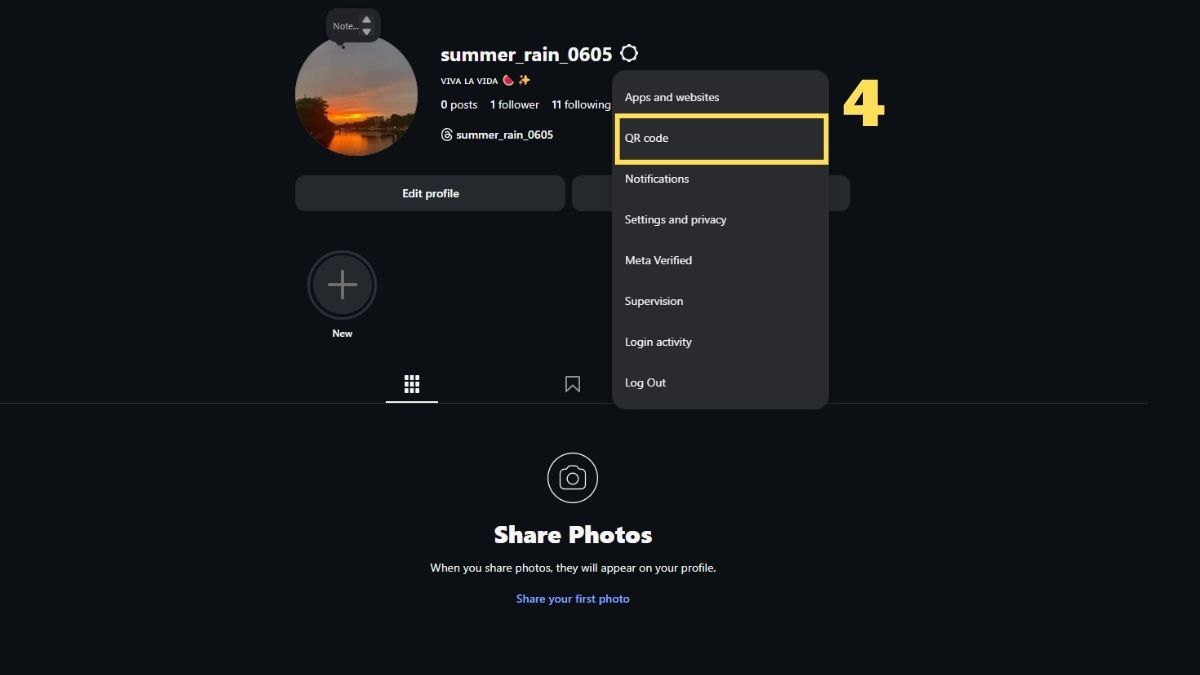 Cách lấy mã QR Instagram trên máy tính - bước 3